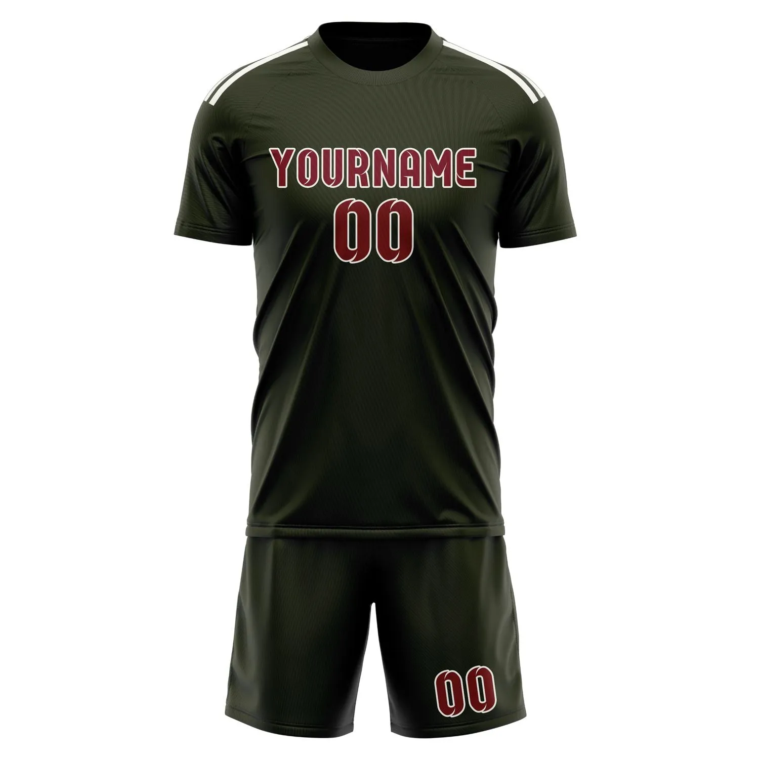 Custom Olive Crimson Red Soccer Set sold by Tailorly product image thumbnail 2