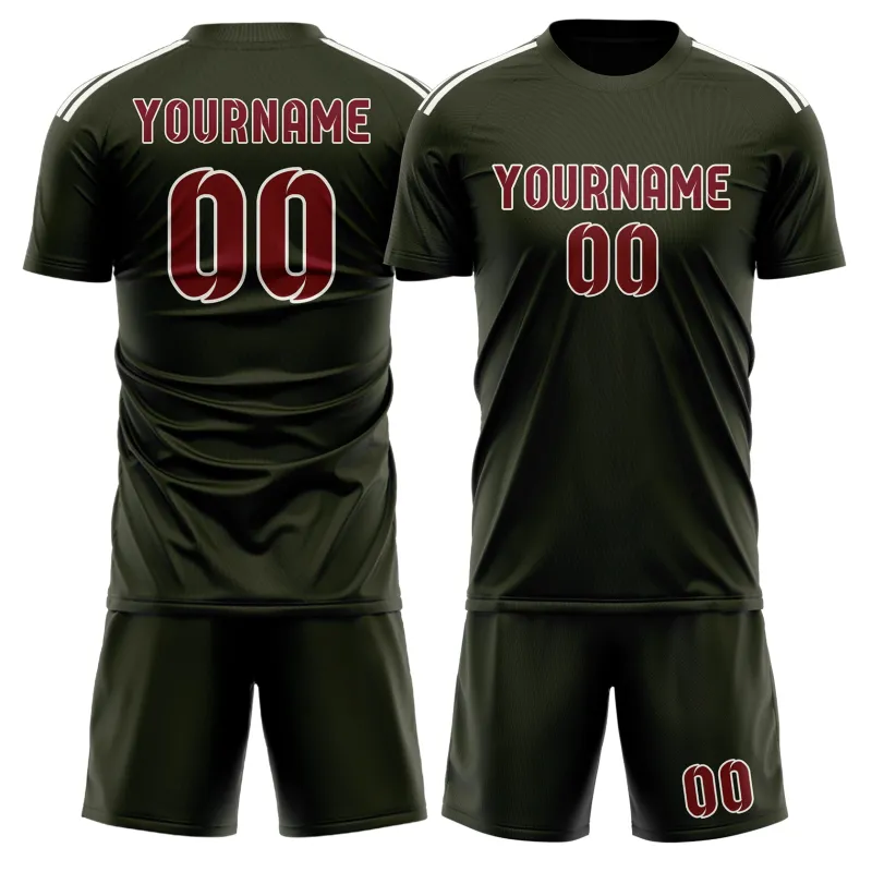 Custom Olive Crimson Red Soccer Set made by Tailorly