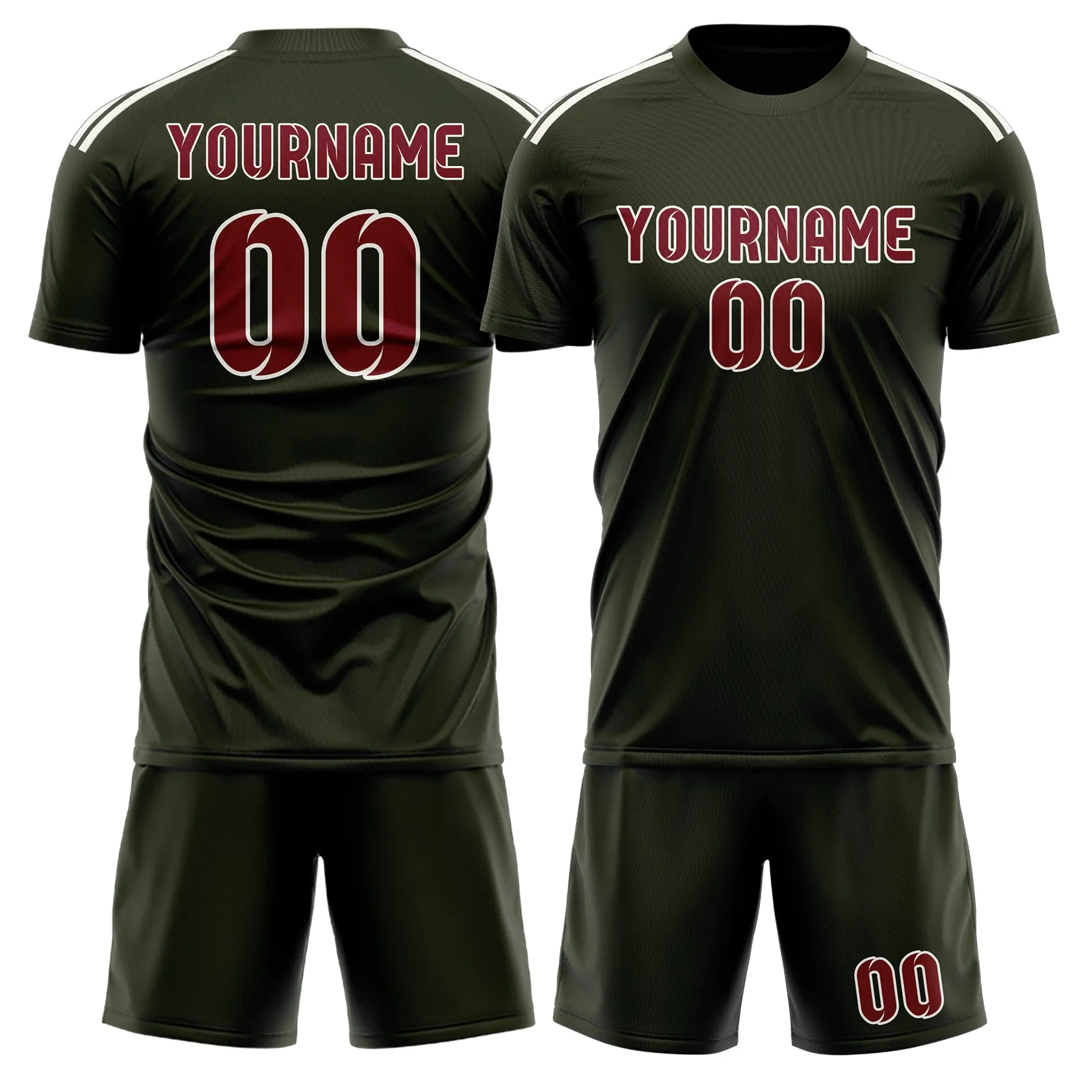 Custom Olive Crimson Red Soccer Set sold by Tailorly