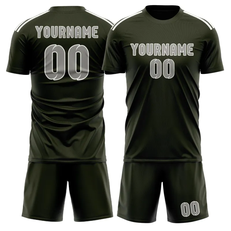 Custom Olive Gray Soccer Set made by Tailorly