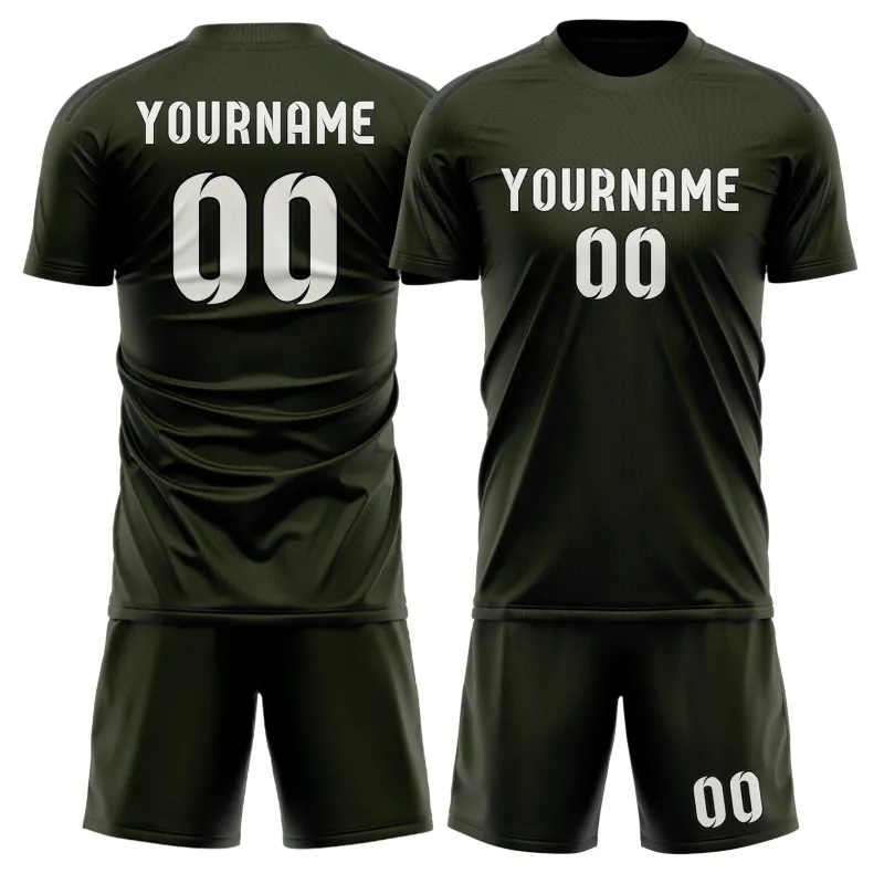 Custom Olive White Soccer Set made by Tailorly