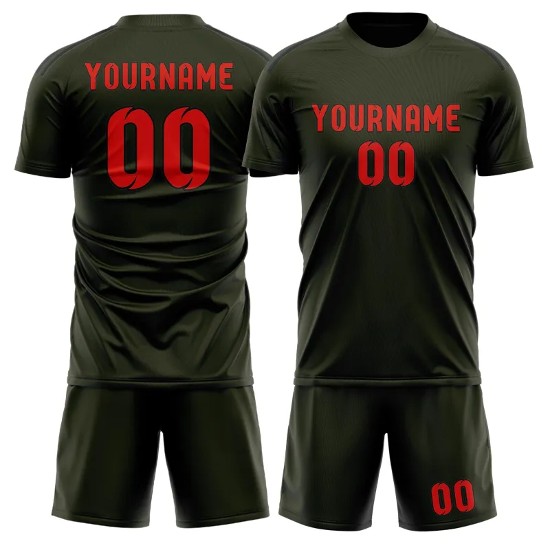 Custom Olive Orange Red Soccer Set made by Tailorly