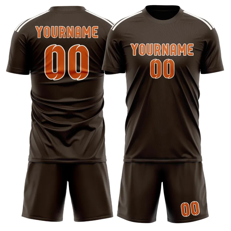 Custom Brown Orange Soccer Set made by Tailorly