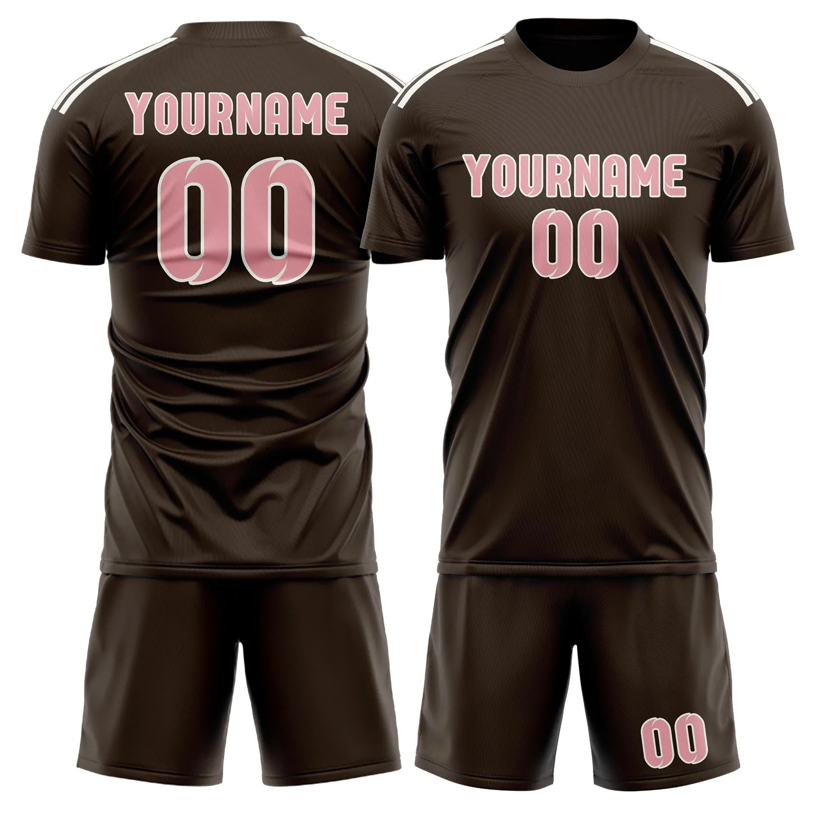 Custom Brown Light Pink Soccer Set sold by Tailorly