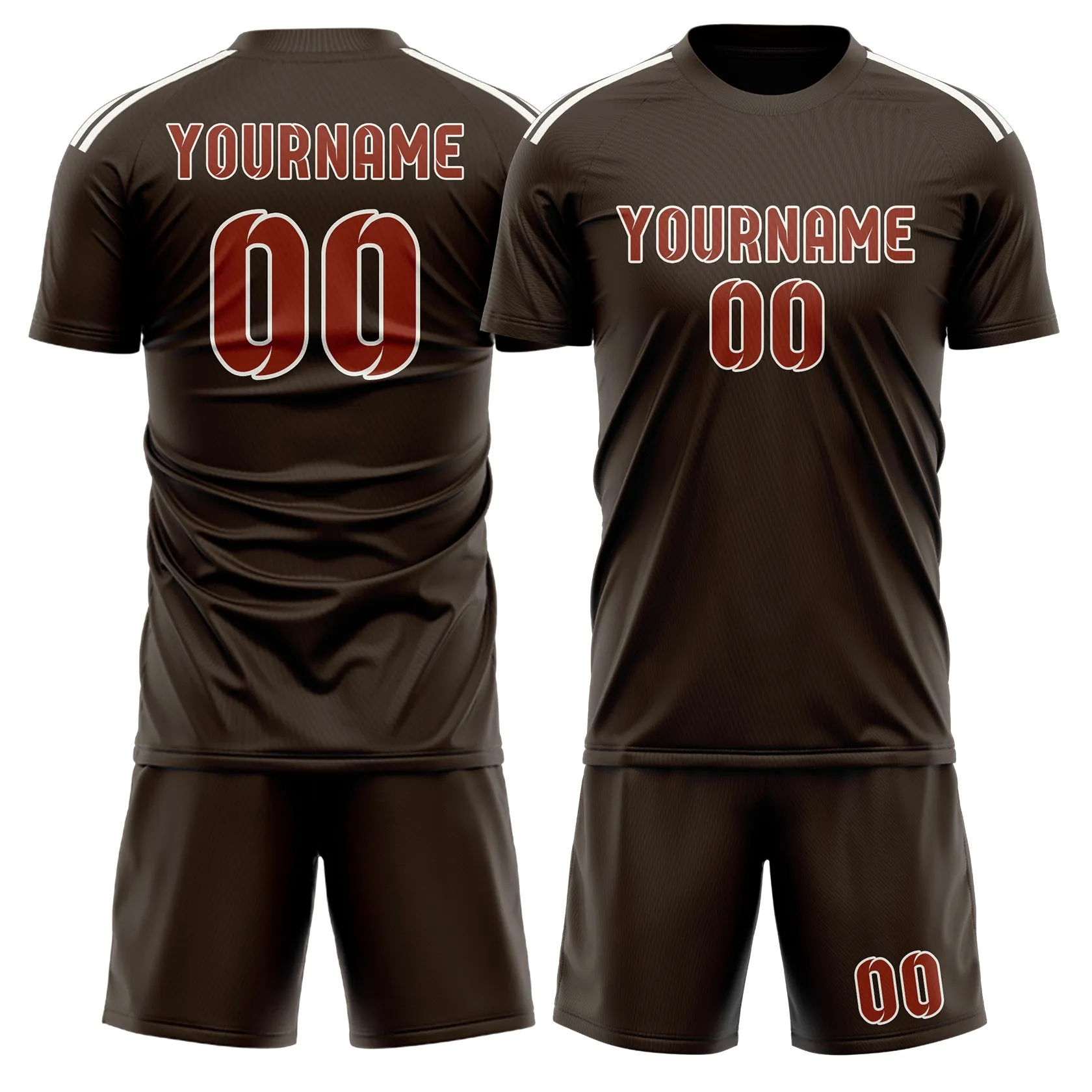 Custom Brown Coral Red Soccer Set sold by Tailorly