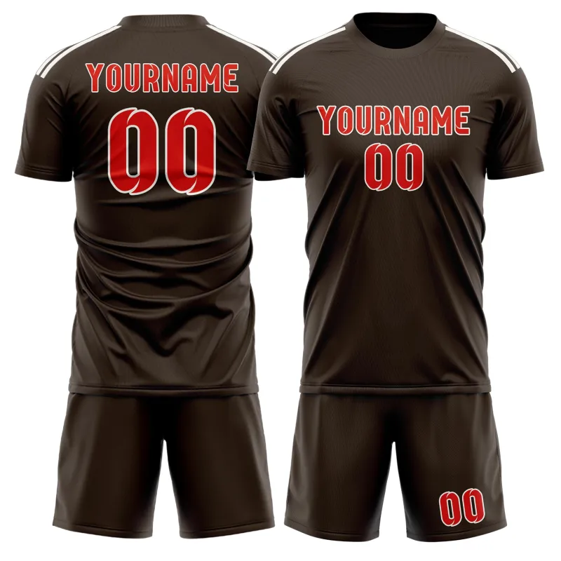 Custom Brown Orange Red Soccer Set made by Tailorly