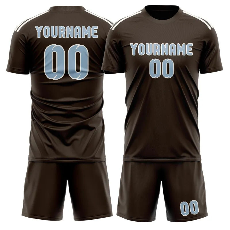 Custom Brown Light Blue Soccer Set made by Tailorly