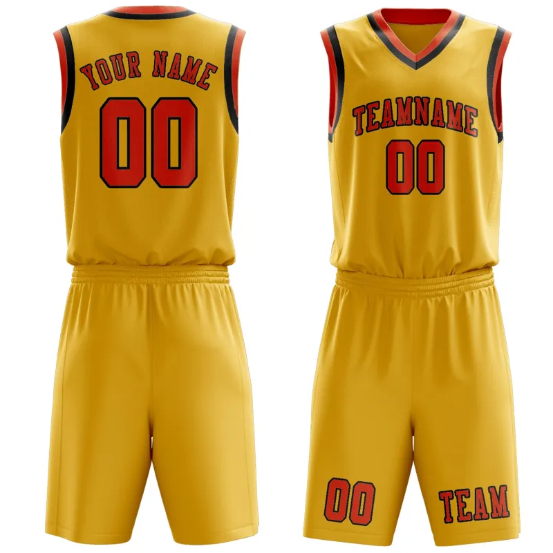 Custom Gold Orange Red Basketball Set made by Tailorly