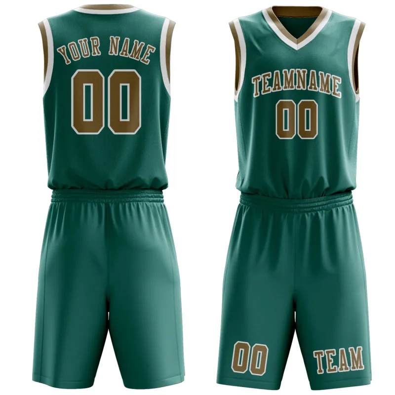 Custom Blue Green Light Khaki Basketball Set made by Tailorly