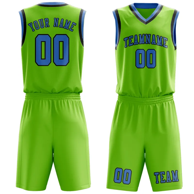 Custom Emerald Green Light Blue Basketball Set made by Tailorly