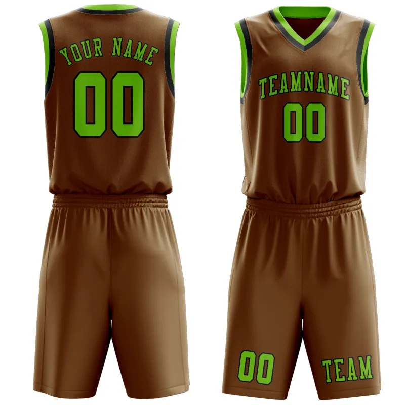 Custom Khaki Emerald Green Basketball Set made by Tailorly
