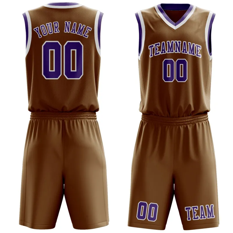 Custom Khaki Light Purple Basketball Set made by Tailorly