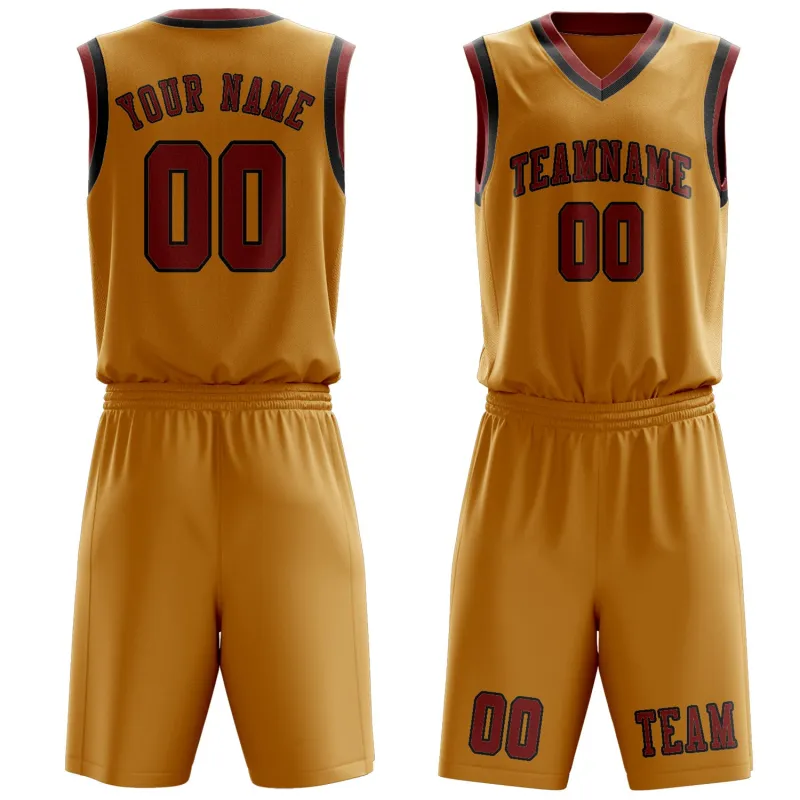 Custom Yellow Coral Red Basketball Set made by Tailorly