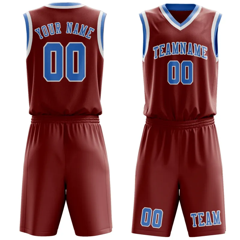 Custom Coral Red Light Blue Basketball Set made by Tailorly