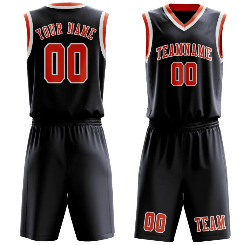Custom Navy Orange Red Basketball Set made by Tailorly
