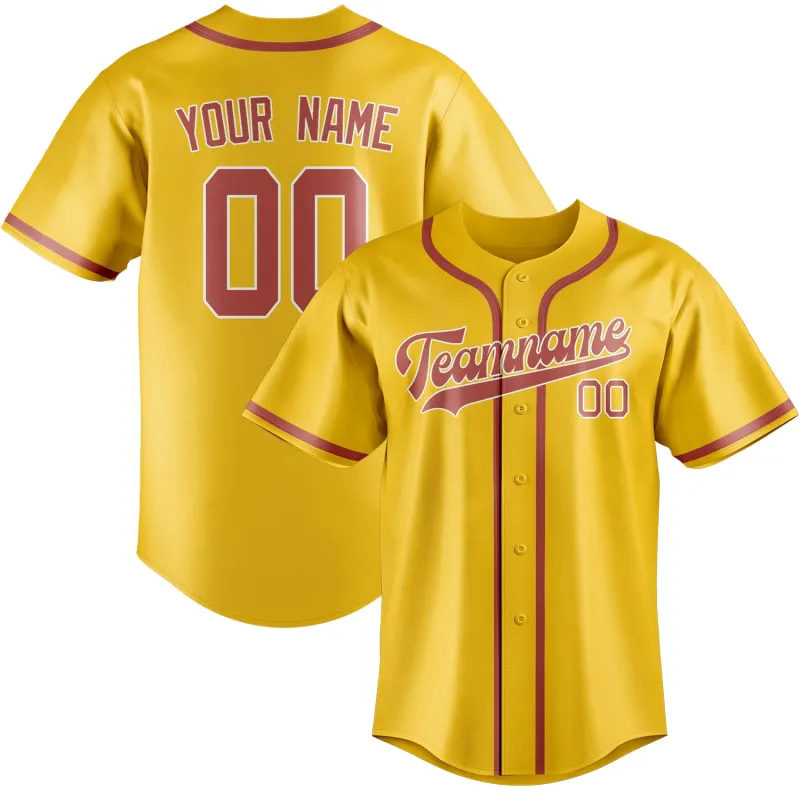 Custom Gold Copper Rose Baseball Jersey made by Tailorly