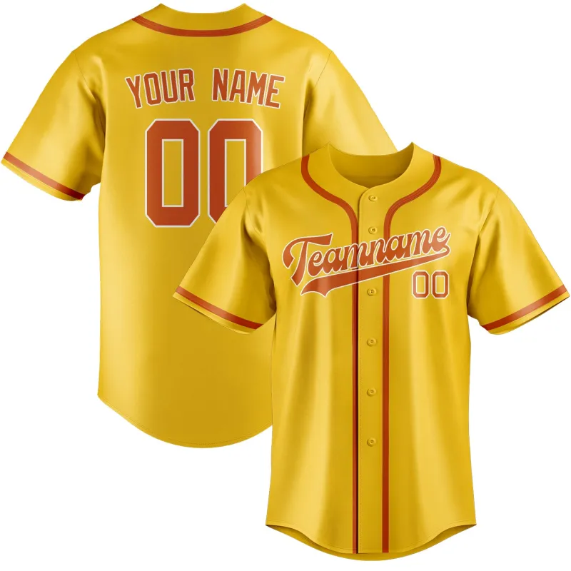 Custom Gold Orange Baseball Jersey made by Tailorly