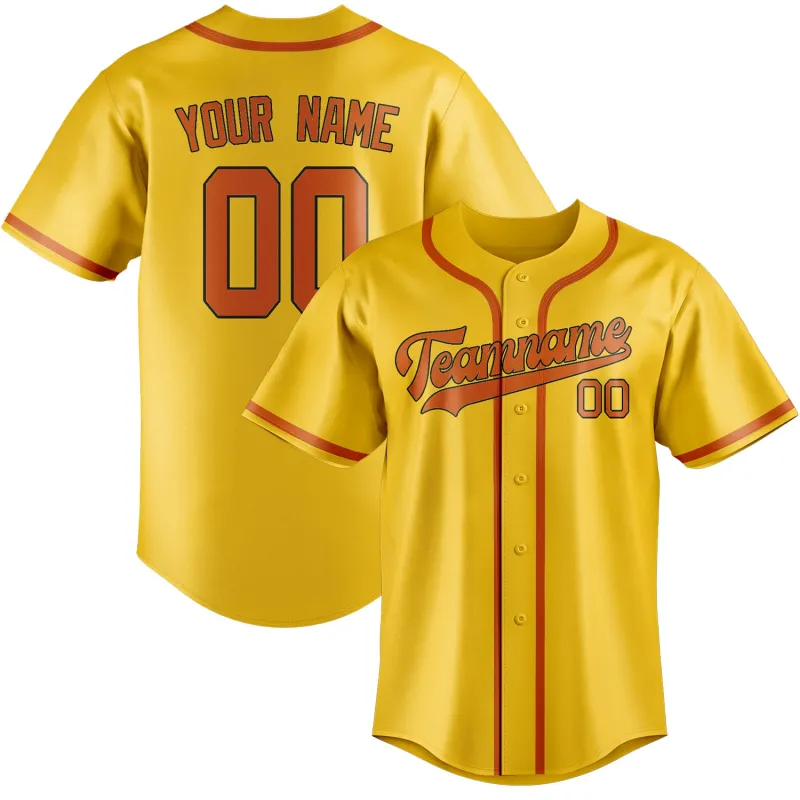 Custom Gold Orange Baseball Jersey made by Tailorly