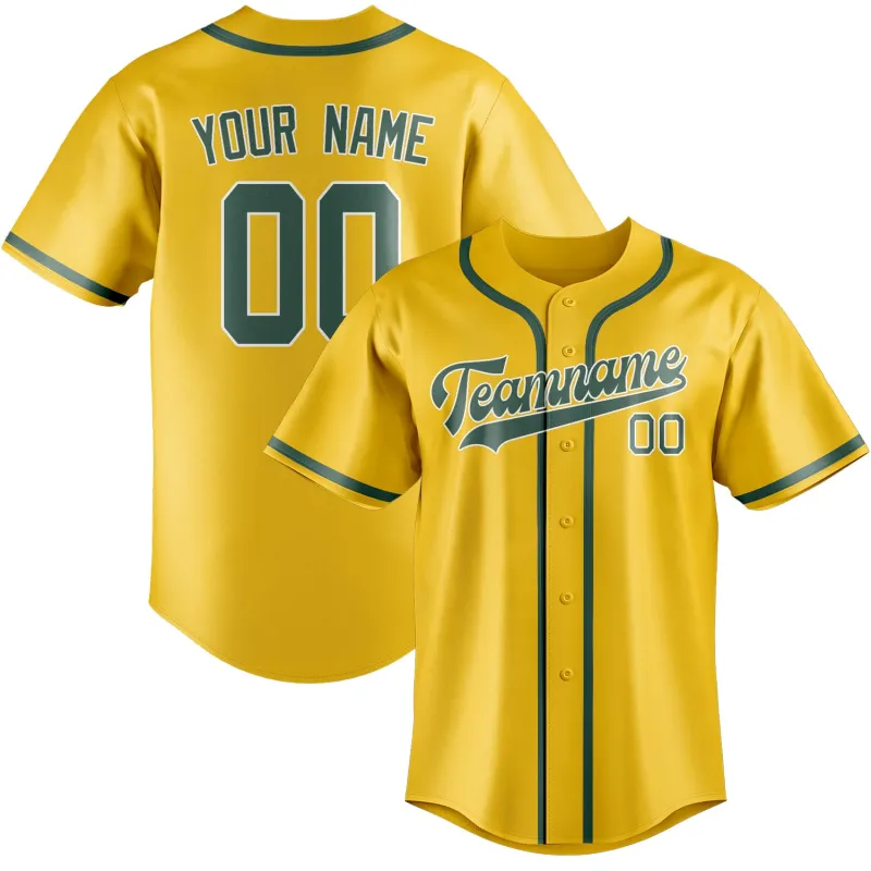 Custom Gold Blue Green Baseball Jersey made by Tailorly