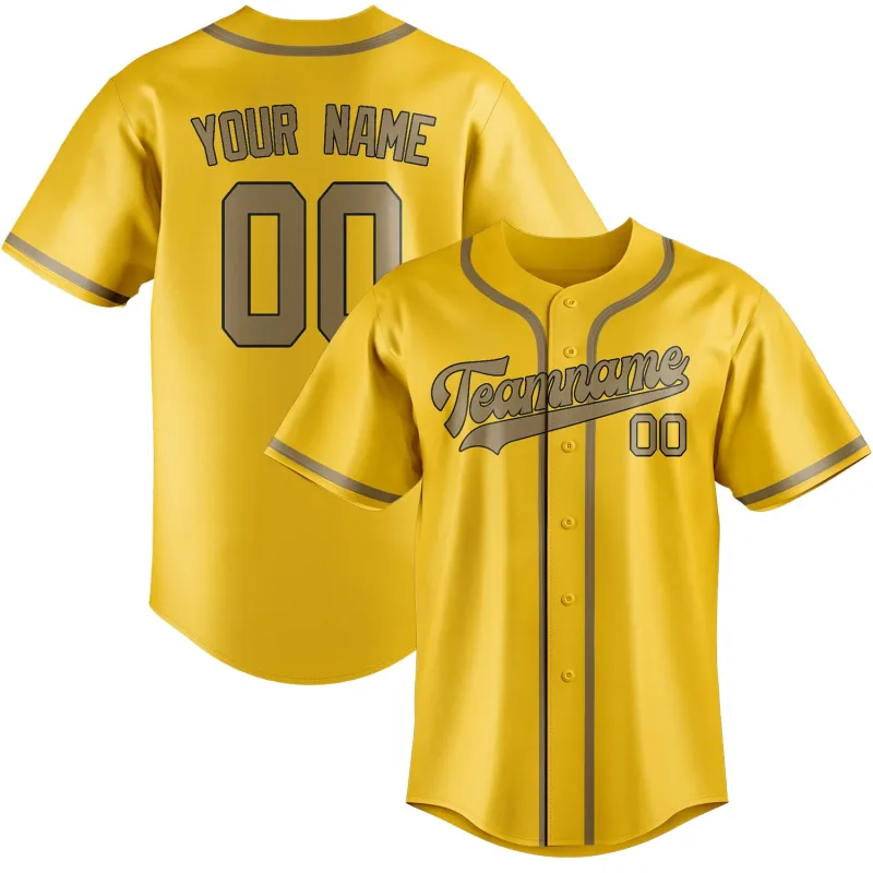 Custom Gold Light Khaki Baseball Jersey made by Tailorly