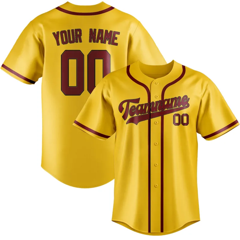 Custom Gold Crimson Red Baseball Jersey made by Tailorly