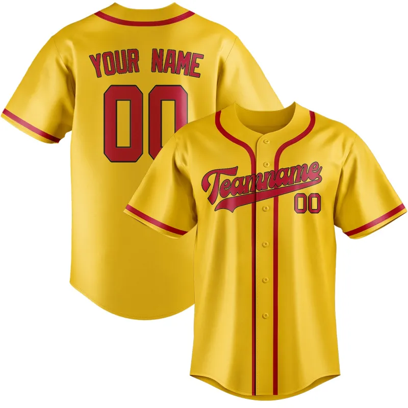 Custom Gold Red Baseball Jersey made by Tailorly