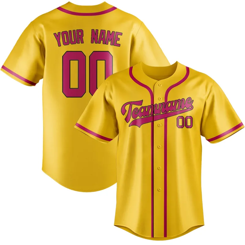 Custom Gold Pink Baseball Jersey made by Tailorly