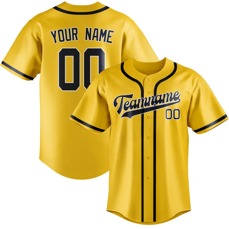 Custom Gold Navy Baseball Jersey made by Tailorly