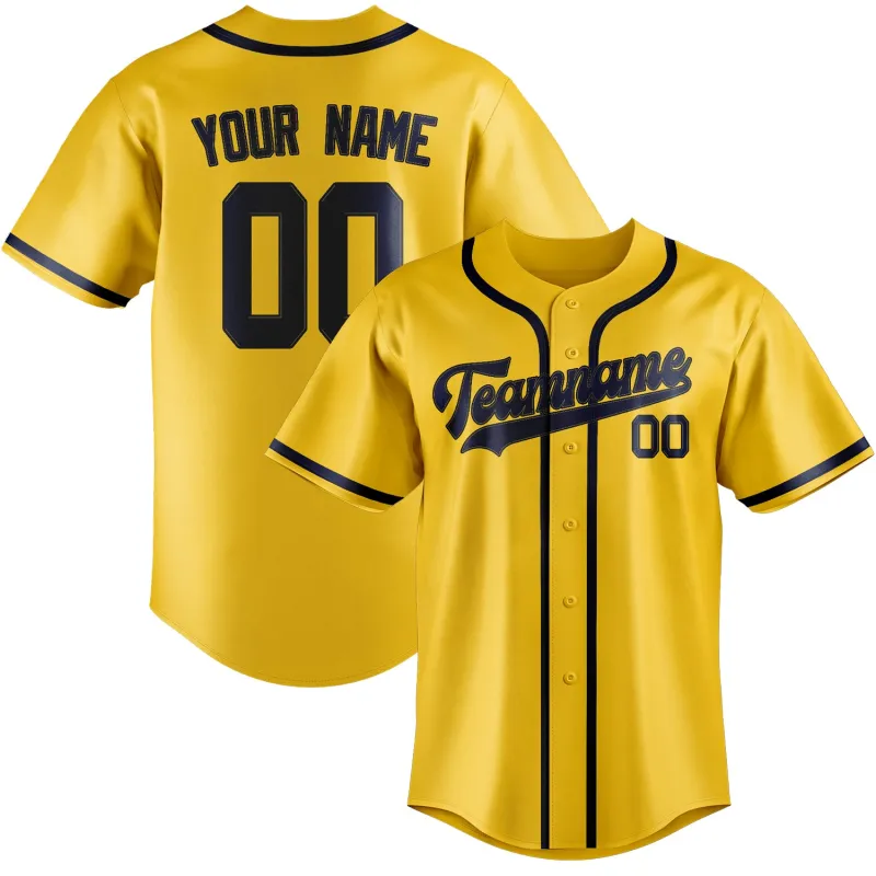 Custom Gold Blue Baseball Jersey made by Tailorly
