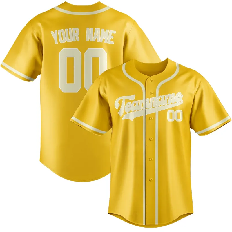 Custom Gold Cream Baseball Jersey made by Tailorly