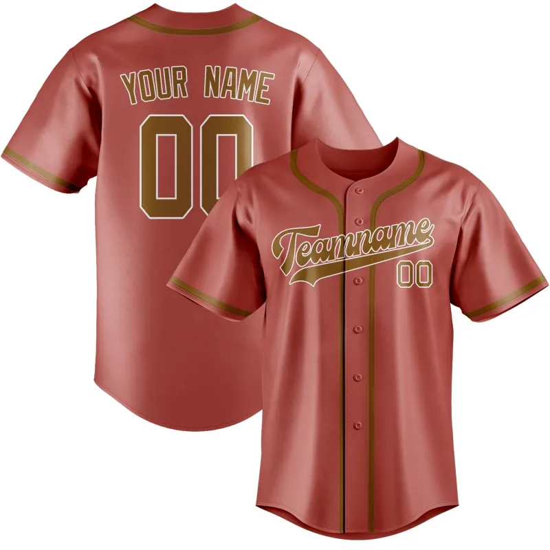 Custom Copper Rose Khaki Baseball Jersey made by Tailorly