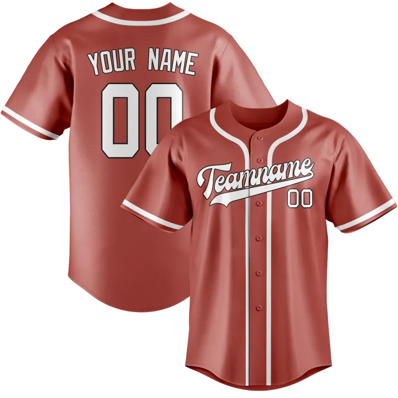 Custom Copper Rose White Baseball Jersey made by Tailorly