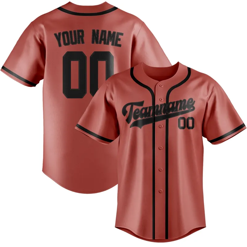 Custom Copper Rose Black Baseball Jersey made by Tailorly