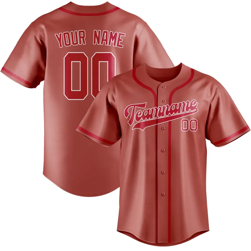Custom Copper Rose Red Baseball Jersey made by Tailorly