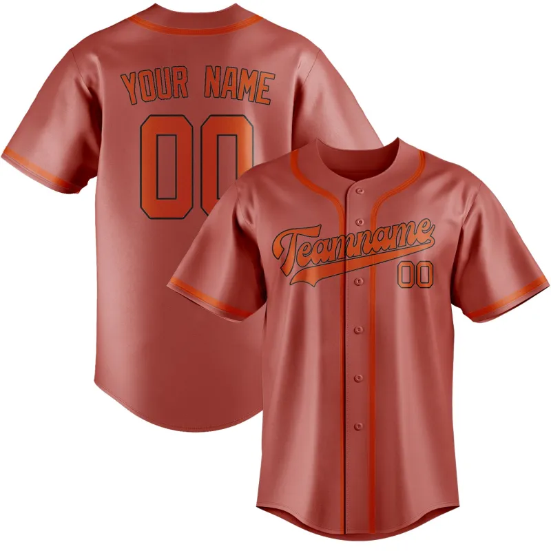 Custom Copper Rose Orange Red Baseball Jersey made by Tailorly