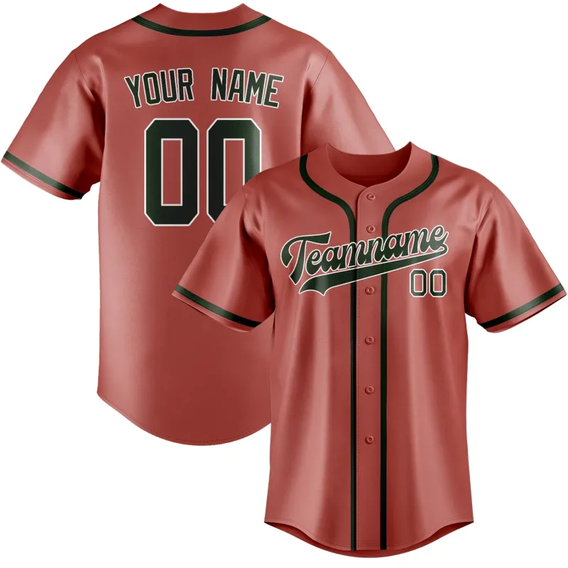 Custom Copper Rose Dark Green Baseball Jersey made by Tailorly
