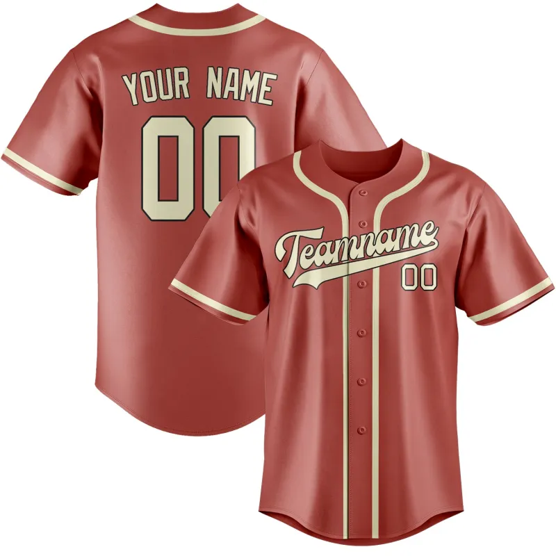 Custom Copper Rose Cream Baseball Jersey made by Tailorly