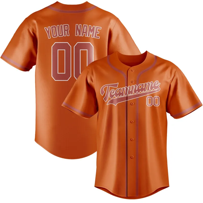 Custom Orange Copper Rose Baseball Jersey made by Tailorly