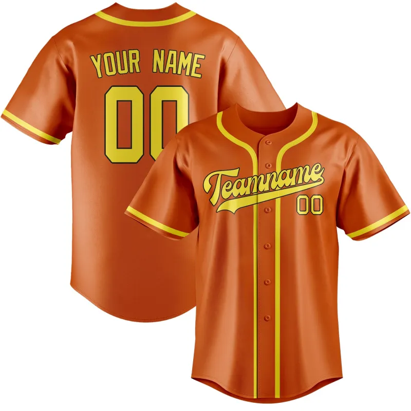 Custom Orange Light Yellow Baseball Jersey made by Tailorly