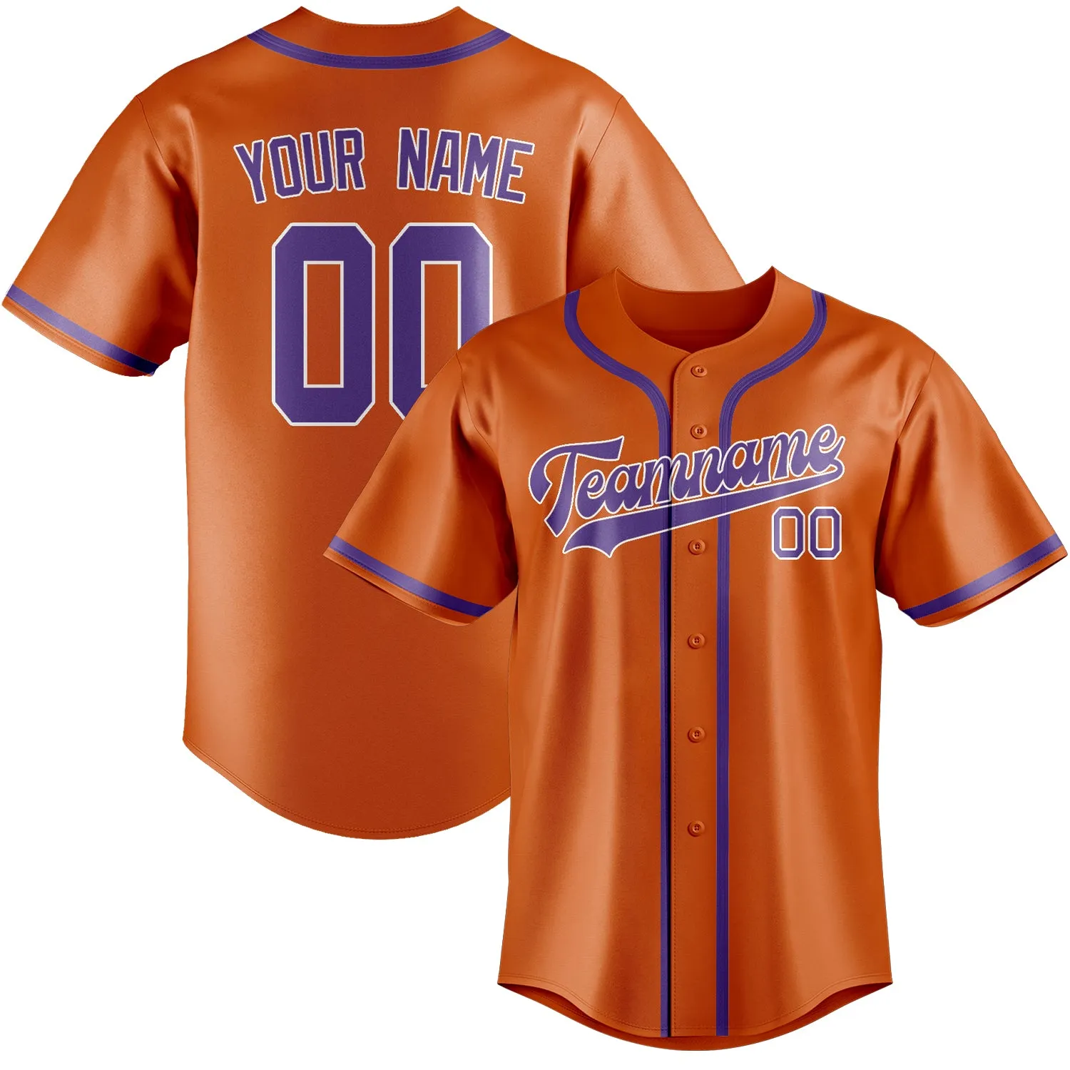 Custom Orange Light Purple Baseball Jersey sold by Tailorly