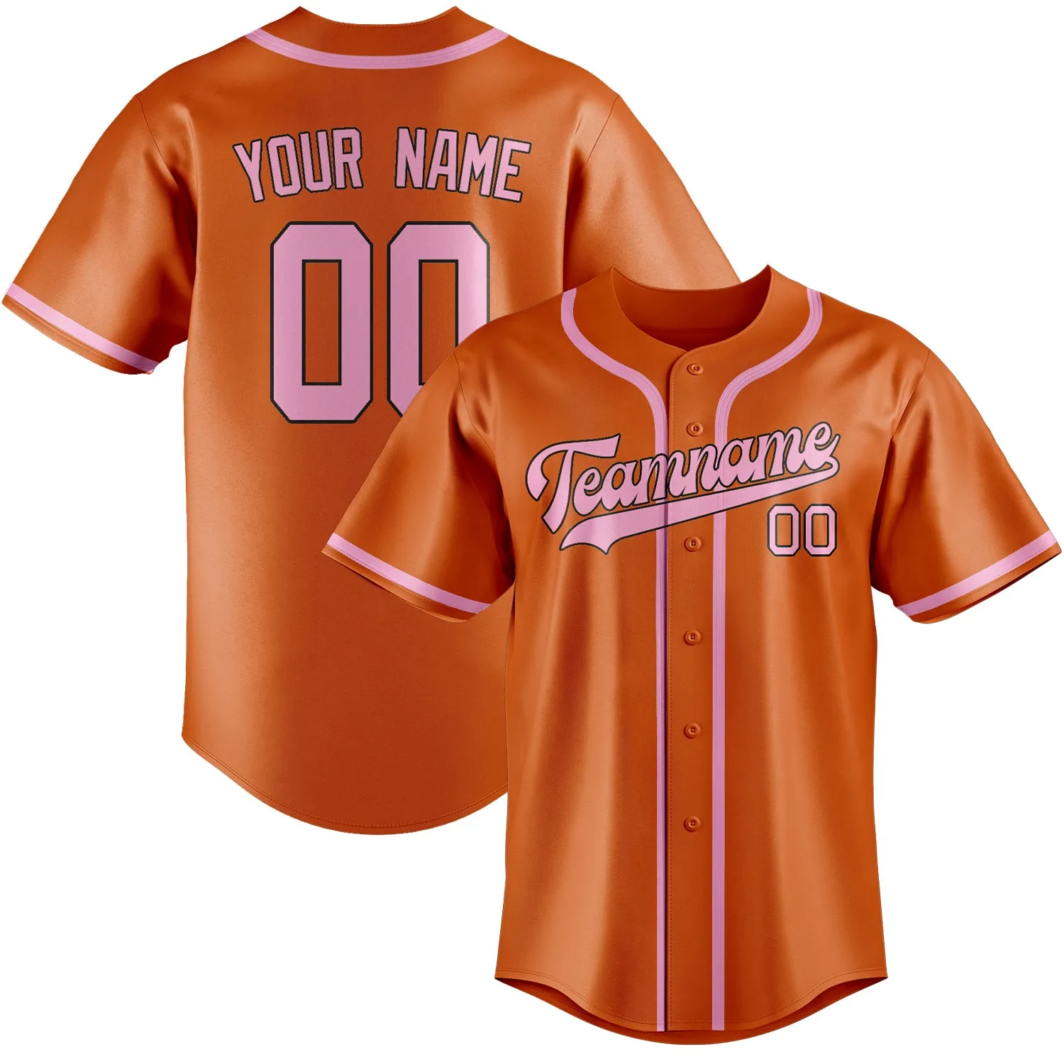 Custom Orange Light Pink Baseball Jersey sold by Tailorly