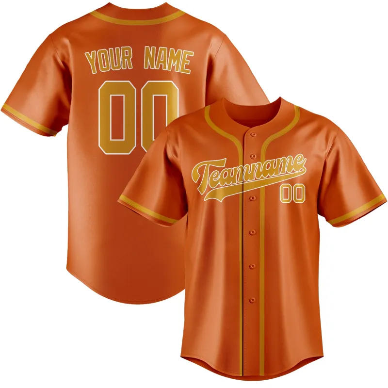Custom Orange Yellow Baseball Jersey made by Tailorly