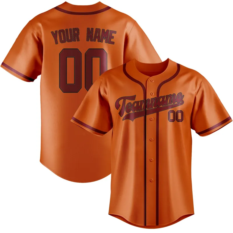Custom Orange Crimson Red Baseball Jersey made by Tailorly