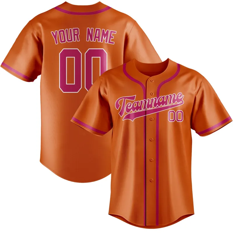 Custom Orange Pink Baseball Jersey made by Tailorly