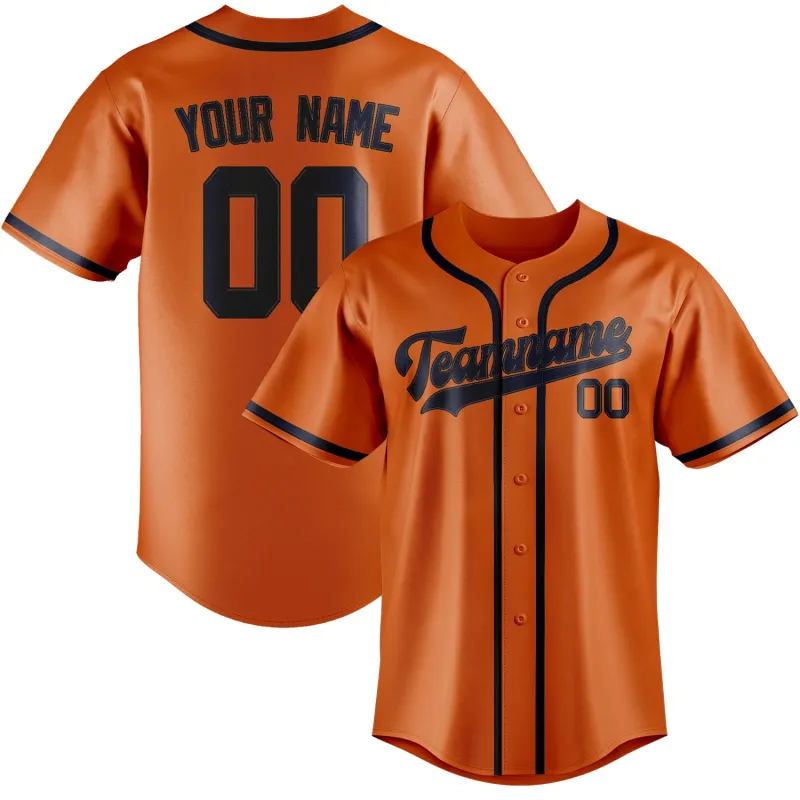 Custom Orange Navy Baseball Jersey made by Tailorly