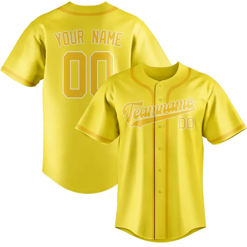 Custom Light Yellow Gold Baseball Jersey made by Tailorly
