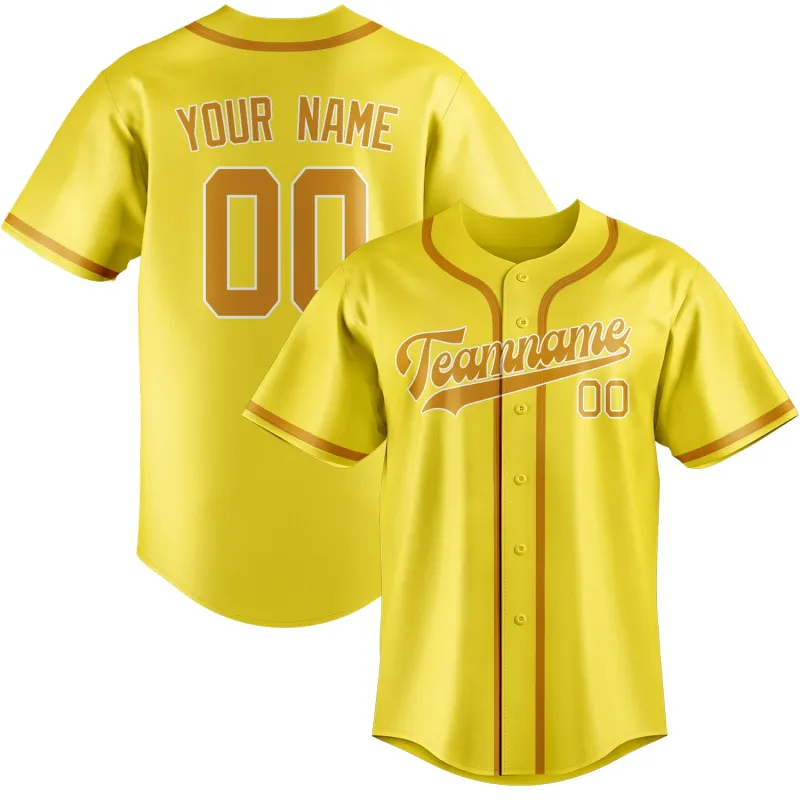 Custom Light Yellow Yellow Baseball Jersey made by Tailorly