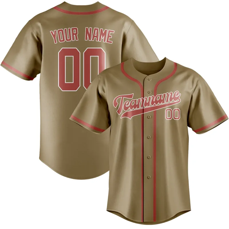 Custom Light Khaki Copper Rose Baseball Jersey made by Tailorly