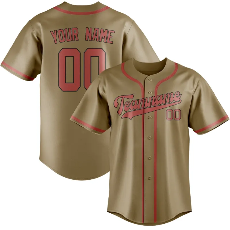 Custom Light Khaki Copper Rose Baseball Jersey made by Tailorly