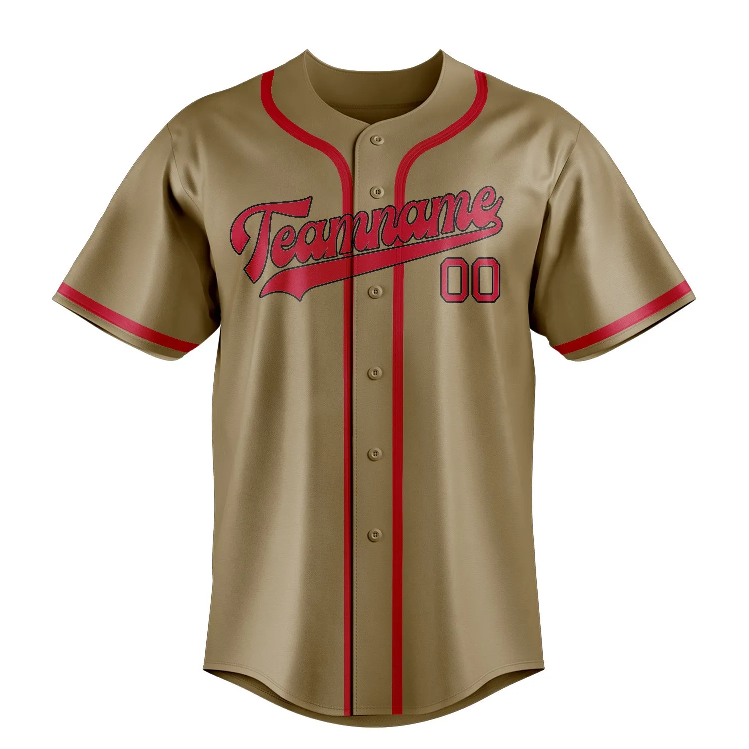 Custom Light Khaki Red Baseball Jersey sold by Tailorly product image thumbnail 2